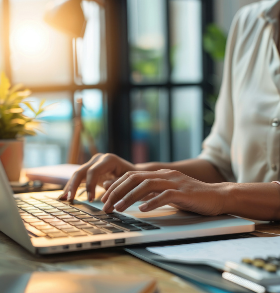 Woman Typing on Keyboard